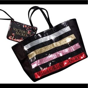 Victoria’s Secret sequin bag & makeup wristlet